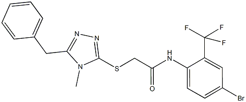2-[(5-benzyl-4-methyl-4H-1,2,4-triazol-3-yl)sulfanyl]-N-[4-bromo-2-(trifluoromethyl)phenyl]acetamide Struktur