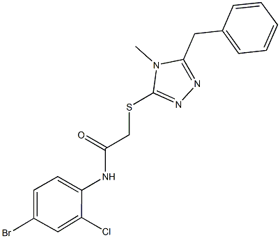 2-[(5-benzyl-4-methyl-4H-1,2,4-triazol-3-yl)sulfanyl]-N-(4-bromo-2-chlorophenyl)acetamide,663214-97-9,结构式