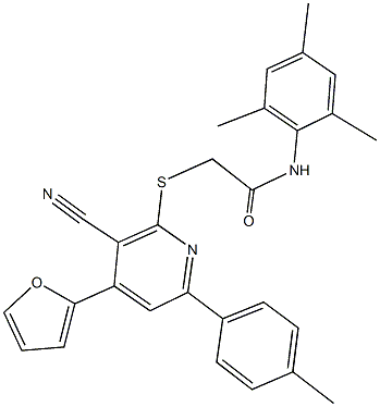 2-{[3-cyano-4-(2-furyl)-6-(4-methylphenyl)-2-pyridinyl]sulfanyl}-N-mesitylacetamide|