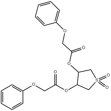 1,1-dioxido-4-[(phenoxyacetyl)oxy]tetrahydro-3-thienyl phenoxyacetate 化学構造式