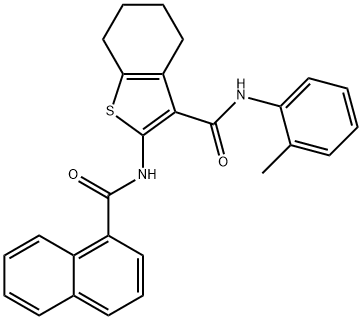 N-(2-methylphenyl)-2-(1-naphthoylamino)-4,5,6,7-tetrahydro-1-benzothiophene-3-carboxamide 化学構造式