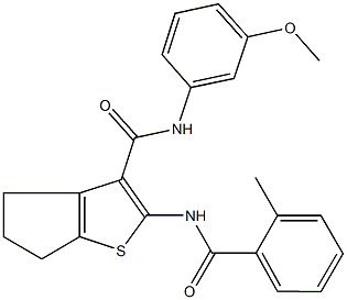 N-(3-methoxyphenyl)-2-[(2-methylbenzoyl)amino]-5,6-dihydro-4H-cyclopenta[b]thiophene-3-carboxamide,663217-72-9,结构式