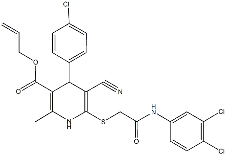 allyl 4-(4-chlorophenyl)-5-cyano-6-{[2-(3,4-dichloroanilino)-2-oxoethyl]sulfanyl}-2-methyl-1,4-dihydro-3-pyridinecarboxylate Struktur