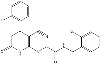 N-(2-chlorobenzyl)-2-{[3-cyano-4-(2-fluorophenyl)-6-oxo-1,4,5,6-tetrahydro-2-pyridinyl]sulfanyl}acetamide Structure