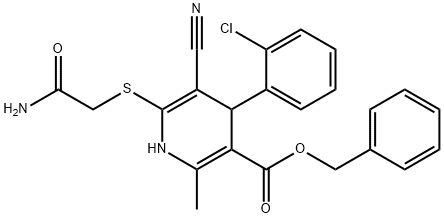 benzyl 6-[(2-amino-2-oxoethyl)sulfanyl]-4-(2-chlorophenyl)-5-cyano-2-methyl-1,4-dihydro-3-pyridinecarboxylate,663218-01-7,结构式