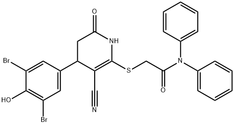 2-{[3-cyano-4-(3,5-dibromo-4-hydroxyphenyl)-6-oxo-1,4,5,6-tetrahydro-2-pyridinyl]sulfanyl}-N,N-diphenylacetamide|