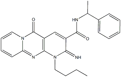 1-butyl-2-imino-5-oxo-N-(1-phenylethyl)-1,5-dihydro-2H-dipyrido[1,2-a:2,3-d]pyrimidine-3-carboxamide,663219-09-8,结构式