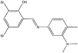 2,4-dibromo-6-({[3-(dimethylamino)-4-methylphenyl]imino}methyl)phenol Struktur