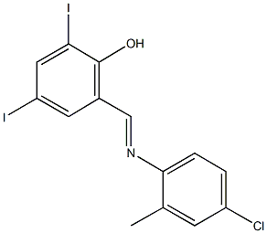 2-{[(4-chloro-2-methylphenyl)imino]methyl}-4,6-diiodophenol,663927-57-9,结构式