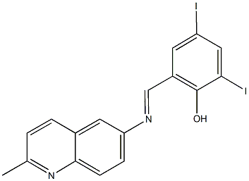 2,4-diiodo-6-{[(2-methyl-6-quinolinyl)imino]methyl}phenol Structure