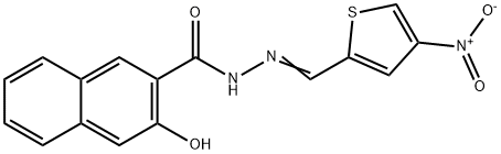 3-hydroxy-N'-({4-nitro-2-thienyl}methylene)-2-naphthohydrazide 化学構造式