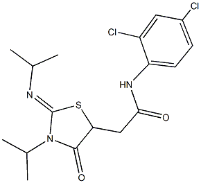 N-(2,4-dichlorophenyl)-2-[3-isopropyl-2-(isopropylimino)-4-oxo-1,3-thiazolidin-5-yl]acetamide Structure