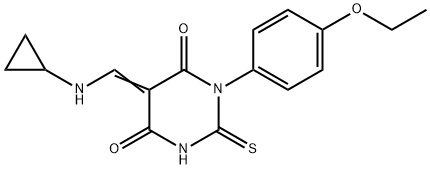 5-[(cyclopropylamino)methylene]-1-(4-ethoxyphenyl)-2-thioxodihydro-4,6(1H,5H)-pyrimidinedione,663945-43-5,结构式