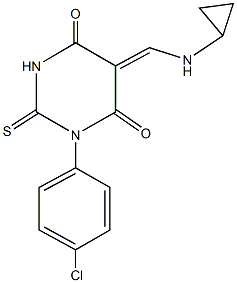 1-(4-chlorophenyl)-5-[(cyclopropylamino)methylene]-2-thioxodihydro-4,6(1H,5H)-pyrimidinedione,663945-51-5,结构式