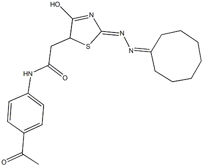 N-(4-acetylphenyl)-2-[2-(cyclooctylidenehydrazono)-4-hydroxy-2,5-dihydro-1,3-thiazol-5-yl]acetamide 结构式