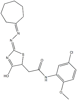 N-(5-chloro-2-methoxyphenyl)-2-[2-(cycloheptylidenehydrazono)-4-hydroxy-2,5-dihydro-1,3-thiazol-5-yl]acetamide Struktur