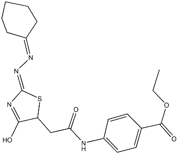 ethyl 4-({[2-(cyclohexylidenehydrazono)-4-hydroxy-2,5-dihydro-1,3-thiazol-5-yl]acetyl}amino)benzoate Structure