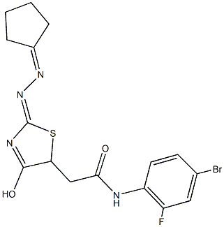 N-(4-bromo-2-fluorophenyl)-2-[2-(cyclopentylidenehydrazono)-4-hydroxy-2,5-dihydro-1,3-thiazol-5-yl]acetamide Structure