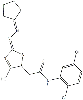 2-[2-(cyclopentylidenehydrazono)-4-hydroxy-2,5-dihydro-1,3-thiazol-5-yl]-N-(2,5-dichlorophenyl)acetamide Structure