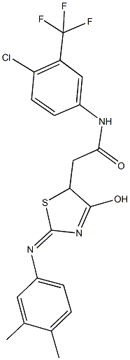 N-[4-chloro-3-(trifluoromethyl)phenyl]-2-{2-[(3,4-dimethylphenyl)imino]-4-hydroxy-2,5-dihydro-1,3-thiazol-5-yl}acetamide Structure