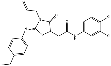 2-{3-allyl-2-[(4-ethylphenyl)imino]-4-oxo-1,3-thiazolidin-5-yl}-N-(3,4-dichlorophenyl)acetamide Struktur