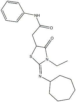 2-[2-(cycloheptylimino)-3-ethyl-4-oxo-1,3-thiazolidin-5-yl]-N-phenylacetamide Structure