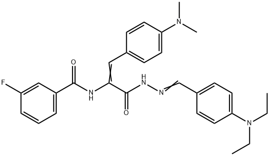 N-{1-({2-[4-(diethylamino)benzylidene]hydrazino}carbonyl)-2-[4-(dimethylamino)phenyl]vinyl}-3-fluorobenzamide Struktur