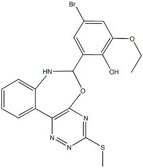 4-bromo-2-ethoxy-6-[3-(methylsulfanyl)-6,7-dihydro[1,2,4]triazino[5,6-d][3,1]benzoxazepin-6-yl]phenol,663946-77-8,结构式