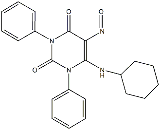 6-(cyclohexylamino)-5-nitroso-1,3-diphenylpyrimidine-2,4(1H,3H)-dione 结构式