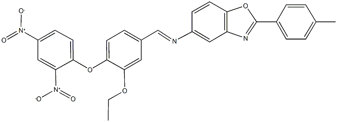 5-[(4-{2,4-dinitrophenoxy}-3-ethoxybenzylidene)amino]-2-(4-methylphenyl)-1,3-benzoxazole Struktur