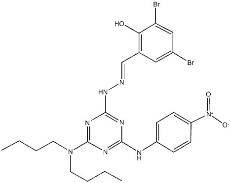 3,5-dibromo-2-hydroxybenzaldehyde (4-(dibutylamino)-6-{4-nitroanilino}-1,3,5-triazin-2-yl)hydrazone Structure