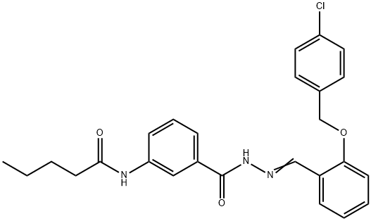 N-{3-[(2-{2-[(4-chlorobenzyl)oxy]benzylidene}hydrazino)carbonyl]phenyl}pentanamide 化学構造式