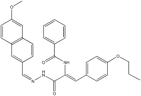 N-[1-({2-[(6-methoxy-2-naphthyl)methylene]hydrazino}carbonyl)-2-(4-propoxyphenyl)vinyl]benzamide Struktur