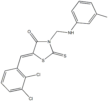 5-(2,3-dichlorobenzylidene)-2-thioxo-3-(3-toluidinomethyl)-1,3-thiazolidin-4-one Structure