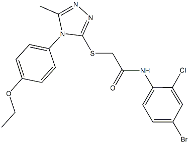 N-(4-bromo-2-chlorophenyl)-2-{[4-(4-ethoxyphenyl)-5-methyl-4H-1,2,4-triazol-3-yl]sulfanyl}acetamide 化学構造式