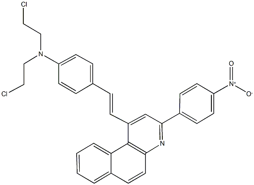 1-(2-{4-[bis(2-chloroethyl)amino]phenyl}vinyl)-3-{4-nitrophenyl}benzo[f]quinoline Structure