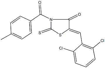 5-(2,6-dichlorobenzylidene)-3-(4-methylbenzoyl)-2-thioxo-1,3-thiazolidin-4-one 化学構造式
