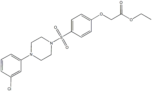 ethyl (4-{[4-(3-chlorophenyl)-1-piperazinyl]sulfonyl}phenoxy)acetate 化学構造式