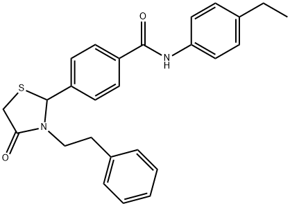 N-(4-ethylphenyl)-4-[4-oxo-3-(2-phenylethyl)-1,3-thiazolidin-2-yl]benzamide Struktur