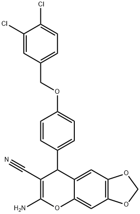 6-amino-8-{4-[(3,4-dichlorobenzyl)oxy]phenyl}-8H-[1,3]dioxolo[4,5-g]chromene-7-carbonitrile Structure