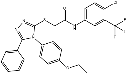 N-[4-chloro-3-(trifluoromethyl)phenyl]-2-{[4-(4-ethoxyphenyl)-5-phenyl-4H-1,2,4-triazol-3-yl]sulfanyl}acetamide Struktur
