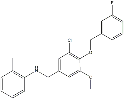 664315-22-4 N-{3-chloro-4-[(3-fluorobenzyl)oxy]-5-methoxybenzyl}-N-(2-methylphenyl)amine