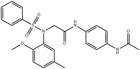 N-[4-(acetylamino)phenyl]-2-[2-methoxy-5-methyl(phenylsulfonyl)anilino]acetamide Structure