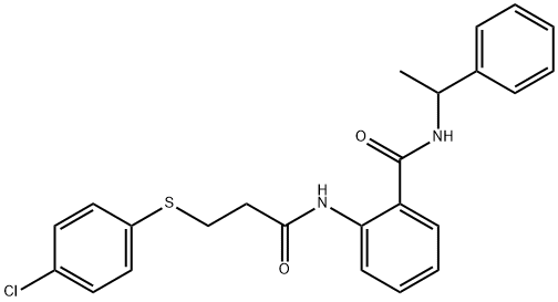 2-({3-[(4-chlorophenyl)sulfanyl]propanoyl}amino)-N-(1-phenylethyl)benzamide,664315-68-8,结构式