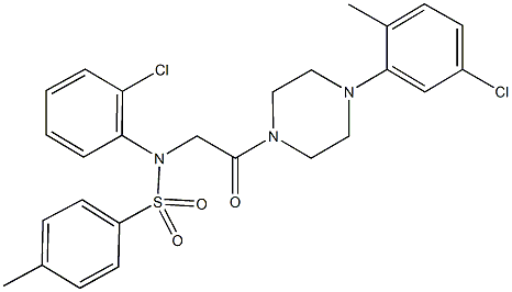 N-{2-[4-(5-chloro-2-methylphenyl)-1-piperazinyl]-2-oxoethyl}-N-(2-chlorophenyl)-4-methylbenzenesulfonamide Struktur
