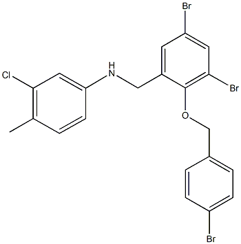 3-chloro-N-{3,5-dibromo-2-[(4-bromobenzyl)oxy]benzyl}-4-methylaniline Structure