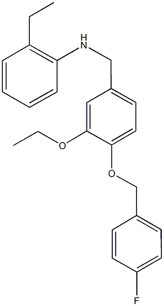 N-{3-ethoxy-4-[(4-fluorobenzyl)oxy]benzyl}-N-(2-ethylphenyl)amine,664316-28-3,结构式