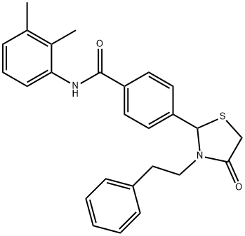 N-(2,3-dimethylphenyl)-4-[4-oxo-3-(2-phenylethyl)-1,3-thiazolidin-2-yl]benzamide|