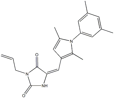 3-allyl-5-{[1-(3,5-dimethylphenyl)-2,5-dimethyl-1H-pyrrol-3-yl]methylene}-2,4-imidazolidinedione 化学構造式