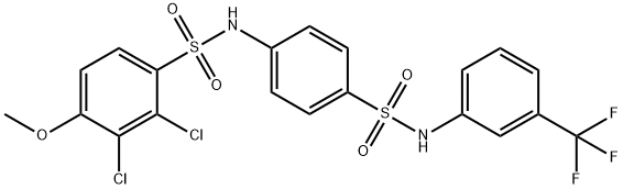 2,3-dichloro-4-methoxy-N-(4-{[3-(trifluoromethyl)anilino]sulfonyl}phenyl)benzenesulfonamide Struktur